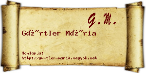 Gürtler Mária névjegykártya